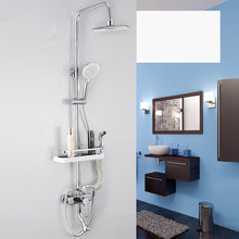 Load image into Gallery viewer, Lolypot Bathroom Shelf Rack Shower Caddy Wall Mount Holder, no Drilling Shower Organiser for Shampoo Soap with 19-25mm Rail and Double Hook