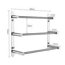 Load image into Gallery viewer, Lolypot Towel Rail Multilayer 304 Stainless Steel Towel Holder Wall Shelf Towel Rack Wall Mounted 40 cm Wall Bath Towel Holder 3 Rails Bath Towel Rail for Bathroom and Kitchen