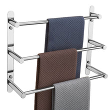 Load image into Gallery viewer, Lolypot Towel Rail Multilayer 304 Stainless Steel Towel Holder Wall Shelf Towel Rack Wall Mounted 40 cm Wall Bath Towel Holder 3 Rails Bath Towel Rail for Bathroom and Kitchen