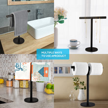 Load image into Gallery viewer, Lolypot Towel Stand 304 Stainless Steel Towel Holder Standing Black Towel Rail No Drilling Can Be Toilet Paper Holder Jewellery Holder for Bathroom and Kitchen