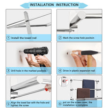 Load image into Gallery viewer, Lolypot Towel Rail Multilayer 304 Stainless Steel Towel Holder Wall Shelf Towel Rack Wall Mounted 40 cm Wall Bath Towel Holder 3 Rails Bath Towel Rail for Bathroom and Kitchen